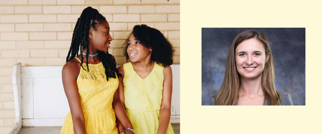 Two sisters in a yellow dresses 