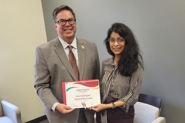 Crystle McDonald (Right), Assistant Director, CSD, for the Justin Dart Jr. Student Accessibility Center, pictured with Interim Vice President, Dr. Daniel Maxwell.