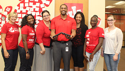 Ryan Boyce (center) with the UH COE Office of Undergraduate Studies team