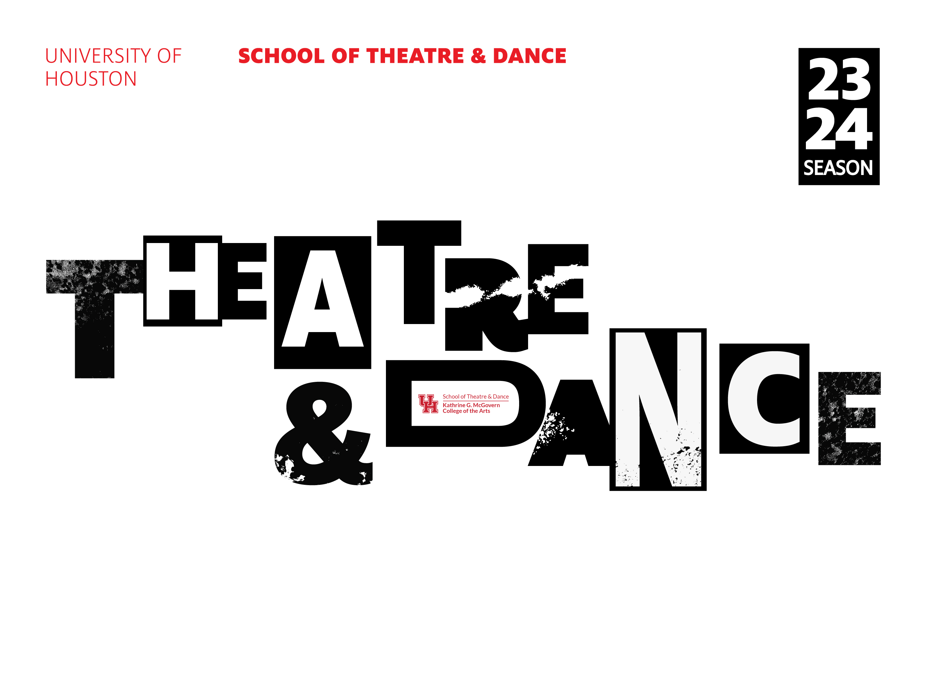 Graphic that says "Theatre and Dance 2023 2024 Season"