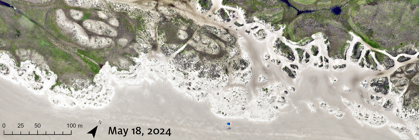 Satellite image of Galveston Island taken on May 18, 2024.