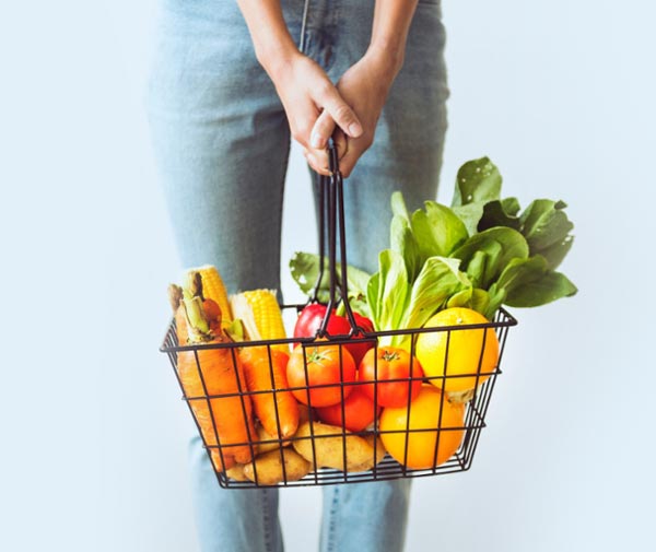 grocery basket full of produce